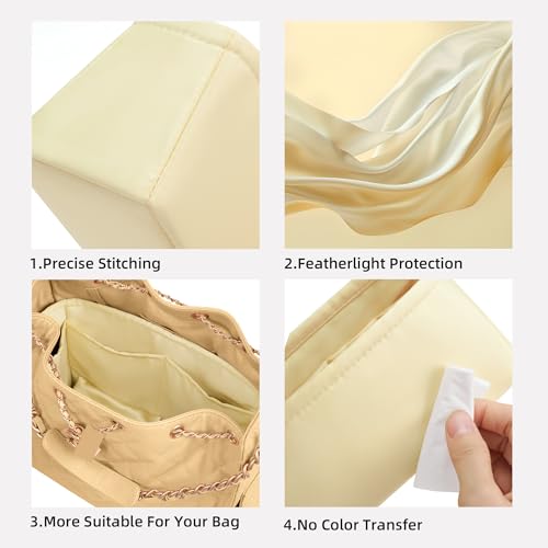 DGAZ Silk Purse Organizer Insert Fits Chanel 25 Handbags，Silky Smooth Bag Organizer，Luxury Handbag & Tote Shaper(Jaune poussin,Small) - color: Jaune poussin, size: Small