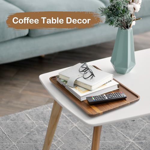 16 Inch Acacia Wood Serving Tray, Rectangular Wooden Decorative Tray for Food, Appetizers, Snacks, Desserts, Coffee Table, Bathroom, Entryway, Vanity, Home Decor Organizer - size: 16 Inch