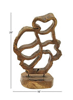 Deco 79 Teak Wood Abstract Handmade Decorative Sculpture Home Decor Statue, Accent Figurine 16" x 8" x 25", Brown - size: 16" x 8" x 25"