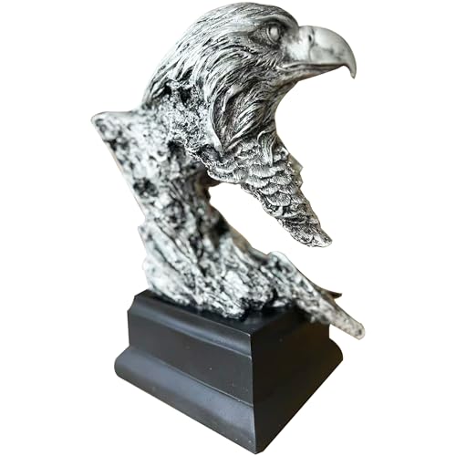 H&W Silvery Bald Eagle Figurines - The USA's National Emblem - Resin Statue Decoration for Home/Study/Living Room, Great Collectible Figurines, Best Gift for The Man, Silvery (HH17-D9) - color: Eagle-silver
