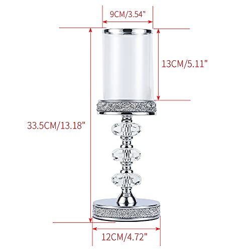 Candle Holder, Pillar Candle Holders, Crystal Candlesticks Holder for Wedding, Parties, Events, Chirstmas,Home Decor, Table Centerpieces CH048LD - size: Silver ( L )