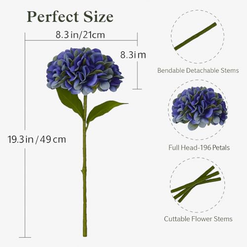 6pcs Artificial Hydrangea Flowers - Easy to Shape for Home Decor,Commercial Staging & DIY Crafts, Maintenance-Free Fake Flowers in Multiple Color Options, Flores Artificiales(Green Purple) - color: Green Purple