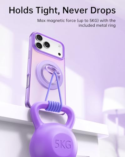 SYNCWIRE Magnetic Phone Ring Holder for MagSafe, 360° Rotation Cell Phone Grip Stand Finger Ring Kickstand Two-Sided Magnet Compatible with iPhone 17 Pro Max 16 15 14 13 12 MagSafe Accessories - color: Single Ring-1PCS-Lavender Lovers