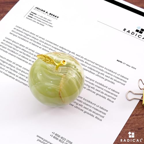 Radicaln Marble Decoration Piece Green Onyx 3" Inch Handmade Apple Paperweight Home Decor – Best for Office Table Decoration & Study Room Decor Paperweight - color: Green