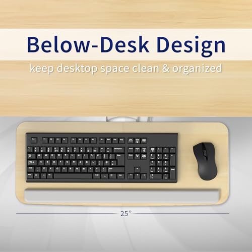 VIVO Adjustable Computer Keyboard and Mouse Platform Tray Ergonomic Under Table Desk Mount Drawer Underdesk Shelf, Light Wood, MOUNT-KB03C - color: Light Wood, size: 25"
