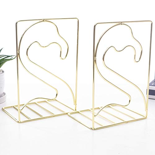 Creative Minimalist Style Bookends Metal Adjustable Books Holder Stand Book Rack Desk Bookend - Flamingo, Gold - color: Flamingo, Gold