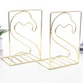 Creative Minimalist Style Bookends Metal Adjustable Books Holder Stand Book Rack Desk Bookend - Flamingo, Gold - color: Flamingo, Gold