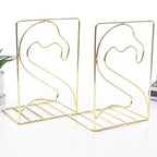Creative Minimalist Style Bookends Metal Adjustable Books Holder Stand Book Rack Desk Bookend - Flamingo, Gold - color: Flamingo, Gold