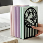 Peacoblue Metal Bookends for Shelves, Modern Decorative Heavy Duty Study Book Ends Stoppers for Office, Desk, Shelf, Room 5.3"x4.3"x7.9" Cast Iron Simple Tall Bookends 1 Pair (Hummingbird and Flower) - style: Hummingbird and Flower