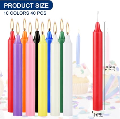 YOROXRG 40 Pack Spell Chime Candles-4 Inch Multi-Colored Taper Candles Sticks-for Home Decor Kitchen Decor Wedding Decoration-10 Colours - color: Colors-4" 40