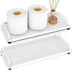 Gypie 2 Pack Bathroom Vanity Tray, Toilet Tank Tray with Handle, Bathroom Trays for Counter, Toilet Tank, Kitchen (White) - color: White 2 Unit