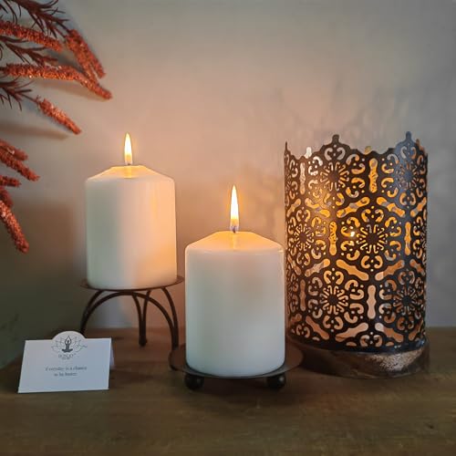 Hosley® Metal Diamond Cut Design Candle Holder 7.5 Inch High, Black Gold Perfect for Home Decor, Lighting, Wedding, Parties, Gifting - color: Black, size: 7.5 inch High