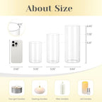 Hewory Hurricane Glass Candle Holders: 6 PCS Clear Hurricane Candle Holders for Pillar Candles Floating Candles, Glass Cylinder for Table Centerpieces Christmas Wedding Party Holiday Home Decor