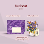 Freshcut Paper Pop Up Cards, Mini Lavender & Butterflies, 6 Inch Life Sized Forever Flower Bouquet 3D Popup Greeting Card, Birthday Cards, Thank You Card, Blank Notecard & Envelope - color: Lavender & Butterflies, size: Mini