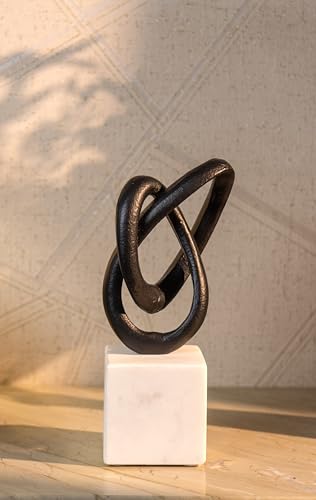 Cruiser’s Caché Entwined Love Sculpture, Artisan-Made Cast Aluminum with Black Anthracite Finish, Natural Marble Base, 10" - color: Entwined Love 10"