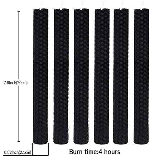 DEYBBY Natural Beeswax Taper Candles,Honeycomb Design Hand-Rolled Beeswax Candles, Dripless and Smokeless, Set of 6(Black) - color: Black, size: 6 Pack