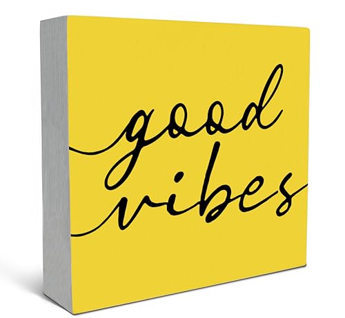 SRADMO Inspirational Quotes Wood Box Sign Desk Decor, Inspirational Wooden Block Box Sign Decoration for Home Office Shelf Table Fall Decor - color: yellow, size: 5″×5″
