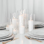 Yummi Set of 36 Slim Pillars and Cylinder Vases - White - color: White