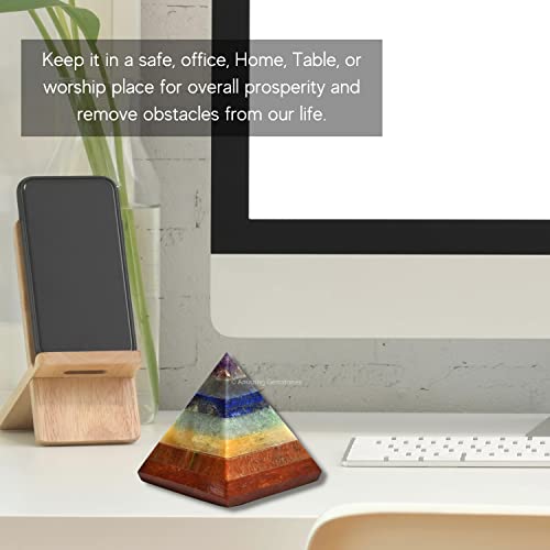 Amazing Gemstone Chakra Pyramid Crystal Healing Stones - 2" Great Pyramid Figurine of Natural Stone Pyramid for Meditation, Reiki, Chakra Balancing and Crystal Pyramids Grid - color: Chakra (Bonded)