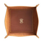 USA Handmade Premium Leather Valet Tray, Folds Flat! Dice Rolling Basket and Organizer with Brass Snaps (Chestnut Gold, Medium) - color: Chestnut Gold, size: 5" x 5" x 2"