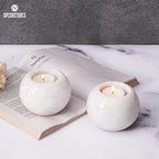 Marble Tealight Candle Holder 3 Inch Handmade White Stone Votive Holders for Gifts & Wedding Decorations - Small Tea Lights Candles Set of 2 for Dining Table Decor - size: 3 inches