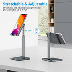 OMOTON Cell Phone Stand, Adjustable Angle Height Desk Phone Dock Holder for iPhone Air/17 Pro Max/ 11 Pro/XS Max/XR, Samsung Galaxy S20 / S10 / S9 / S8 and Other Phones (3.5-7.0-Inch), Gray - color: Gray