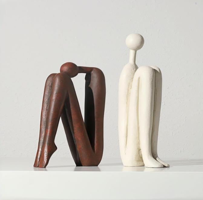 Decorative Bookends for Shelves,Book Ends Unique Thinker Statue,Resin Non Skid Book Ends to Hold Books Decorative,for Home,Office Desk,Bookshelf,Study,1Pair/2Piece 11'' (red and White) - color: Red and White