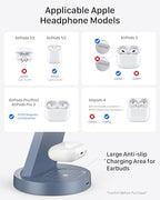 Anlzm 3 in 1 Charging Station for iPhone, Wireless Charger for iPhone 17 16e 16 15 14 13 12 11 X Pro Max & Apple Watch - Charging Stand Dock for AirPods (Blue) - color: Blue