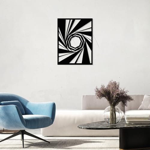 GlintHome Black Metal Wall Art - Minimalist 3D Textured Vortex Abstract Sculptures Wall Art for Office Living Room Garden Bedroom Bathroom Home Decor - color: Black-012, size: Small