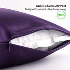 ALASKA BEAR Natural Silk Pillowcase, 100 Percent Mulberry Silk, Queen Size (1 Pack, Dark Purple) - color: Purple, size: Queen 20''x30''