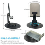 POQOD Foldable Cell Phone Stand for Desk, Fully Adjustable Phone Holder for Desk Compatible with iPhone 16 15 14 13 12, Nintendo Switch, All Phones, (Black) - color: Black 360° Rotating