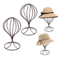 Mydio 2 Pieces Modern Metal Hat Stands Durable Stable Metal-Hat Cap Rack Wigs Holder, Metale (Brown) - color: Brown