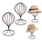 Mydio 2 Pieces Modern Metal Hat Stands Durable Stable Metal-Hat Cap Rack Wigs Holder, Metale (Brown) - color: Brown