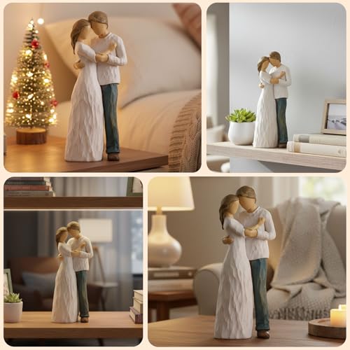 NAN ZAI NAN FANG Couple Figurine Romantic Wedding for Wife Couples 8.8" Resin Hand Painted Sculpture Couple Statue Best Marriage Anniversary Valentine Birthday Gift for Her Girlfriend Women - style: Love and Promise