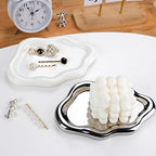 VanEnjoy Ceramic Cute Jewelry Dish, Aesthetic Jewelry Tray Silver finished, Small Trinket Dish, Ring Bowl for Jewelry, Thanksgiving Friend Gift - color: Silver