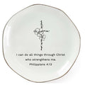 Christian Jewelry Dish with Bible Verse Ring Dish, Inspirational Scripture Ceramic Trinket Tray, Religious Gift for Women, Christian Gift for Friend - color: I Can Do All Things Through Christ Who Strengthens Me