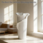 Abstract Irregular Ceramic Vase, White Irregular Pottery Vase, Handmade Decorative Minimalist Flower Vases for Modern Home, Tabletop, Shelf & Office - size: 21" x 20" x 32"