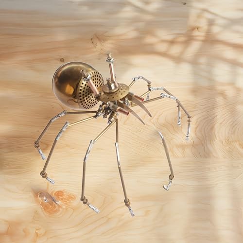 Steampunk Golden Spider Metal Model Kit for Adults – DIY 3D Mechanical Brass Insect Puzzle, Retro Industrial Art Sculpture Craft for Home Office Decoration & Collectors Gift (Golden Spiders) - style: Golden Spiders