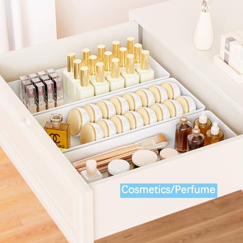 3 Pack White Large Size Plastic Drawer Organizer Tray Cutlery Utensil Makeups Drawer Organizers 15" X 6" - size: 3 Pack 15"x6" White Plastic