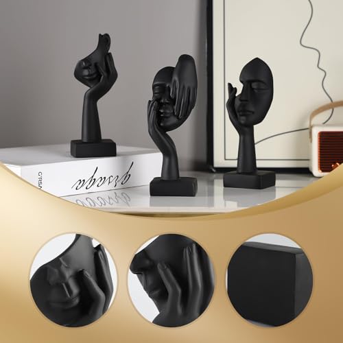 3 Pcs Thinker Small Statue Set - Black Art Abstract Decor, Modern Living Room Decoration, Knick Knacks for Shelves, Table Decor, Office Bookshelf, Shelf Side, Gift for Friends - color: Black Abstract Sculpture Decor