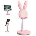 Cute Bunny Cell Phone Stand for Desk, Height & Angle Adjustable, Anti-Slip Desktop Phone Holder, Universal for All 4-10" Mobile Phones & Tablets (Pink) - color: Pink