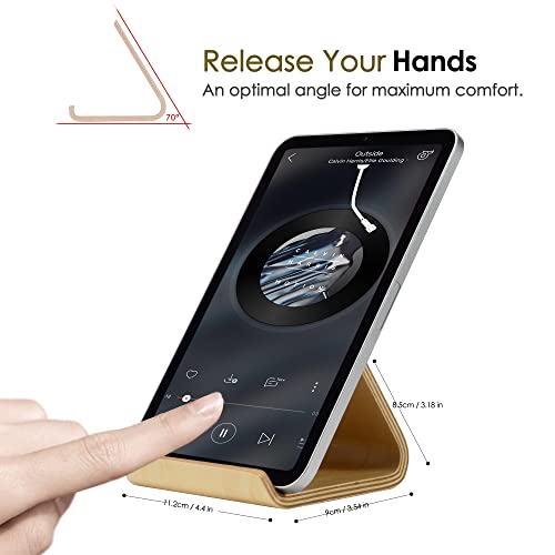 Minimalist Birch Wood Tablet Ipad Mini Air Case Stand Holder Rocks for Desk, Wooden Simple Ipad Pro Riser Holder Compatible with Apple iPad, iPad Air, iPad Mini Case, Kindle Fire, E-Reader ect, White