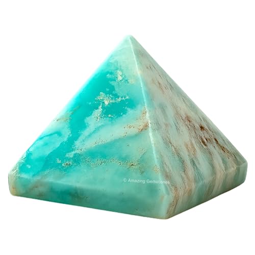 Amazing Gemstone Carribean Calcite Pyramid Crystal Healing Stones - 2" Great Pyramid Figurine of Natural Stone Pyramid for Meditation, Reiki, Chakra Balancing and Crystal Pyramids Grid - color: Carribean Calcite
