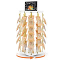 Pinzoveco Chip Rack Display Stand, 5 Tiers 40 Clips Snack Organizer for Office Desk, 360° Rotating Wooden Base Chip Holder Candy Display for Concession Stand, Countertop, Party, With Message Board - color: White & Gold