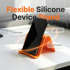 Silicone Phone Stand with Aluminum, Foldable Multi-Angle Adjustable Holder, Anti-Slip Desktop Stand for Phone Tablet Laptop, Portable Roll-Up Stand for Travel & Office (Black#2) - color: Black#2