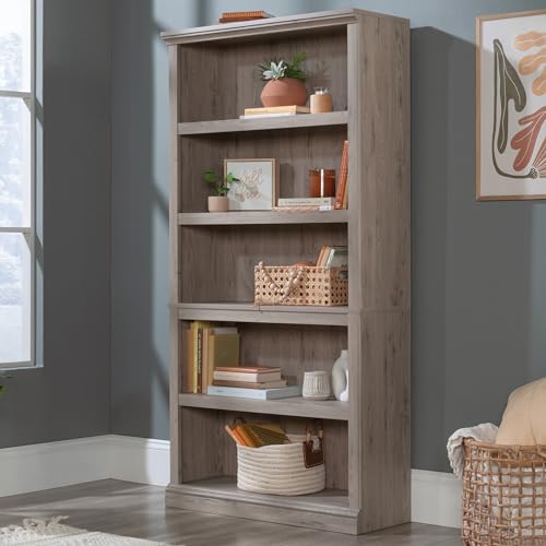 Sauder 5 Tier Book Shelf Wooden Bookcase Multipurpose Bookshelf for Home Office, Living Room, in Laurel Oak - color: Laurel Oak