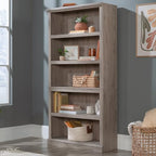 Sauder 5 Tier Book Shelf Wooden Bookcase Multipurpose Bookshelf for Home Office, Living Room, in Laurel Oak - color: Laurel Oak