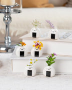 6 PCS Cute Handmade Ceramic Mini Vases - Japanese Onigiri Rice Ball Design for Dried Flowers and Small Stems, Adorable Mini Table Decor, Unique Japanese Craft Gift