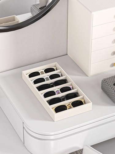 Sunglass Organizer Tray,Eyeglass Storage for Multiple Glasses,Jewelry and Sunglasses Drawer Organizer (Beige 1) - color: Beige 1