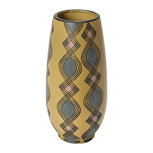 Bloomingville Hand Painted Stoneware Vase with Pattern, Lavender and Sand